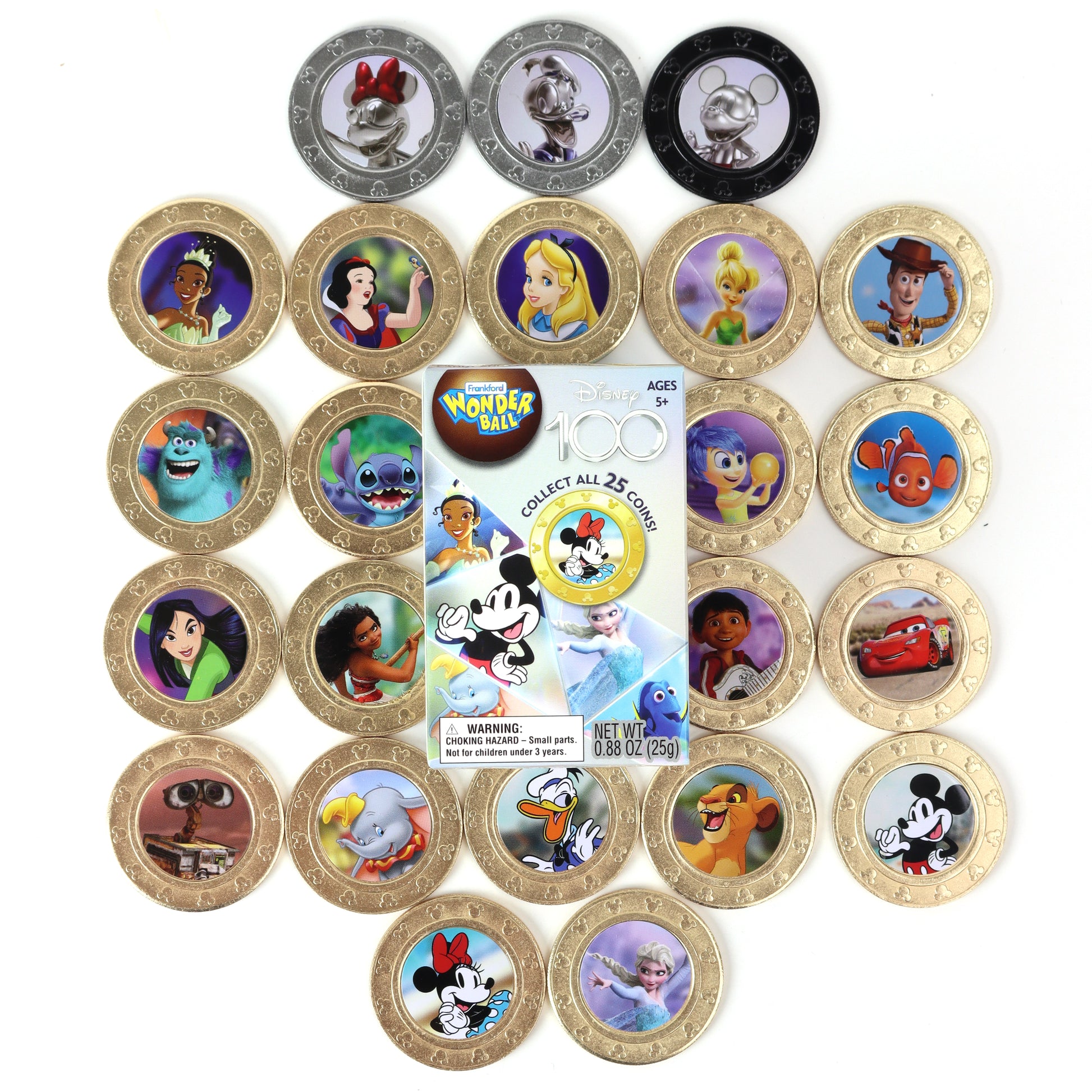 image of all the different  disney 100 coins that you can collect