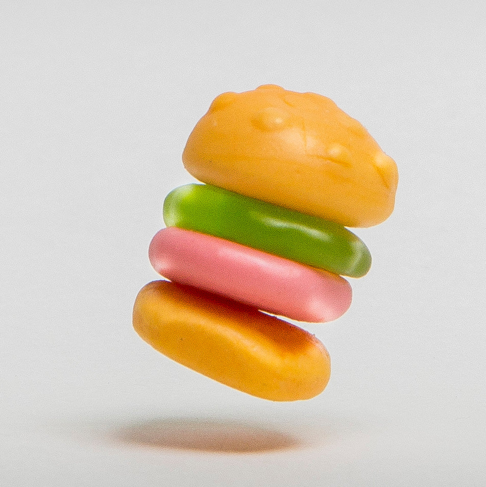 closed up view of the Krabby Patty gummy candy