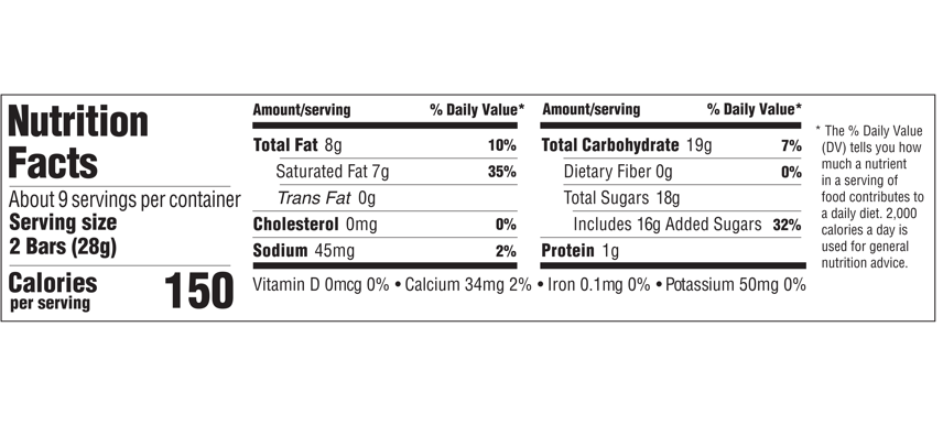 fruity pebbles candy bar snack size nutrition facts