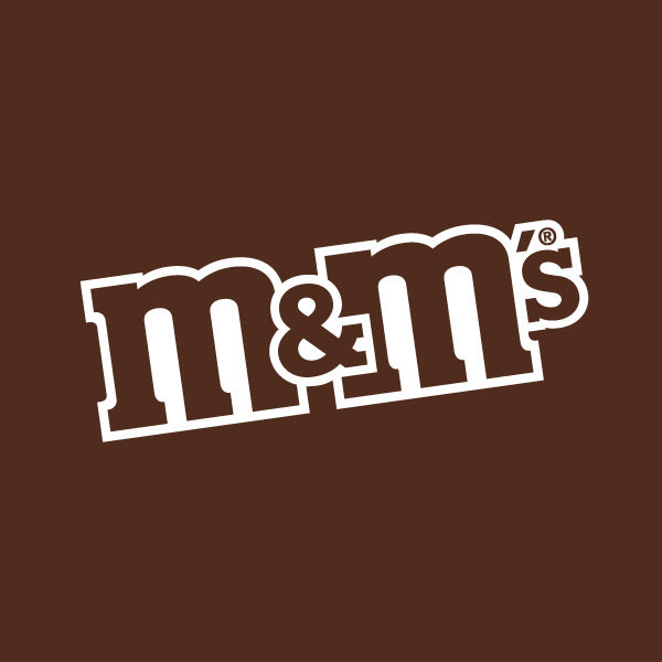 brown M and M's logo on a brown background