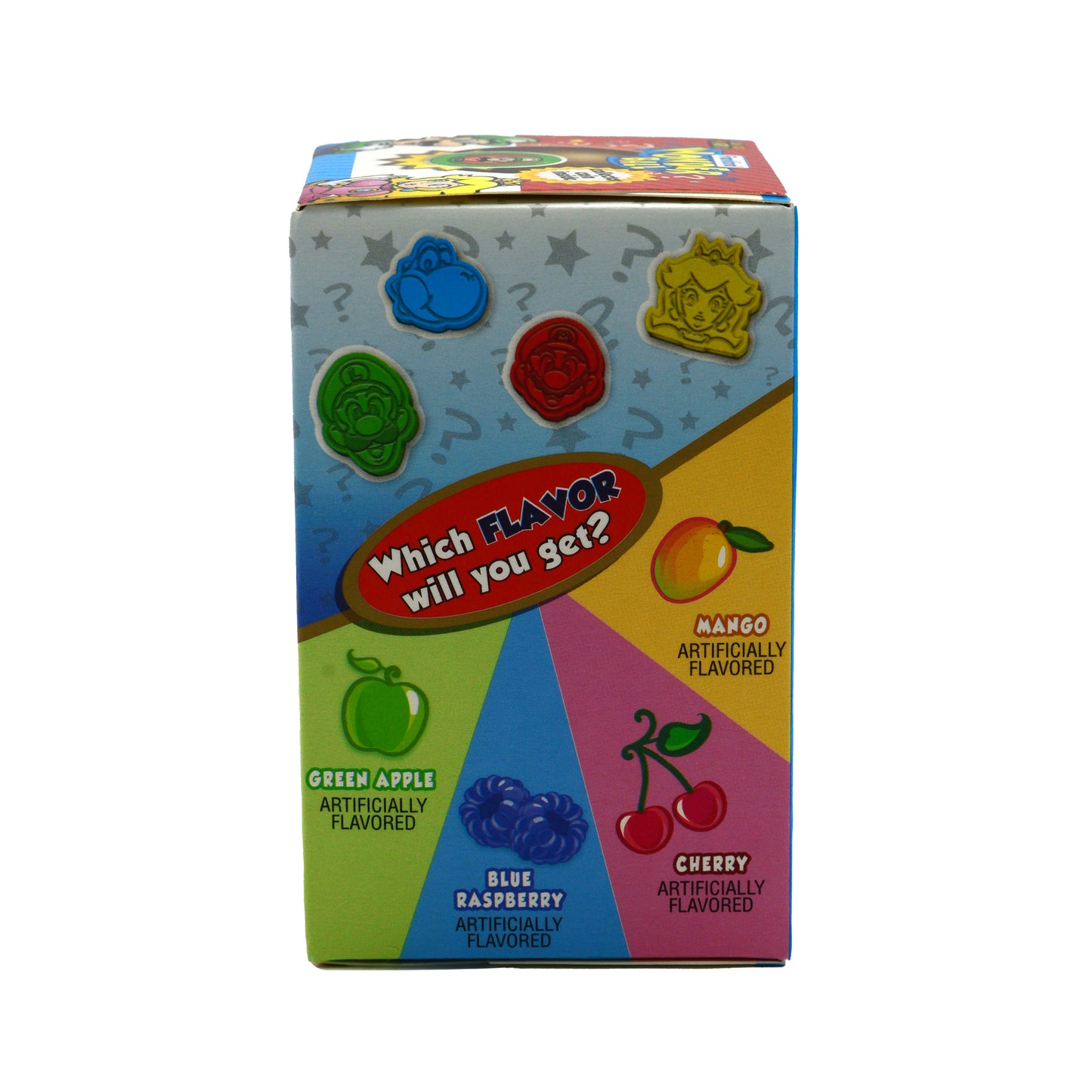 Side of wonderball box with different gummy flavor options