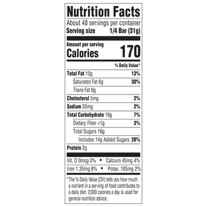 Nutrition facts for Cocoa Pebbles Cereal Bar
