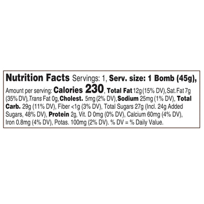nutrition facts for turkey hot chocolate bomb