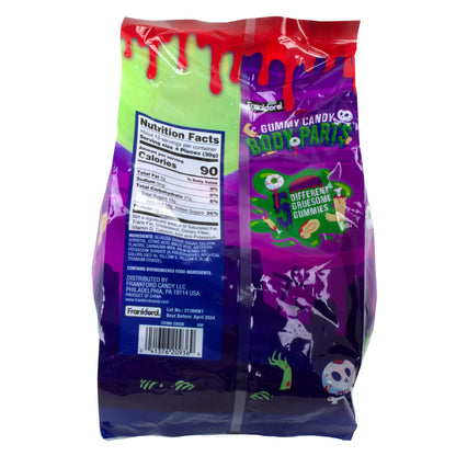 Back of purple bag with nutrition facts and ingredients