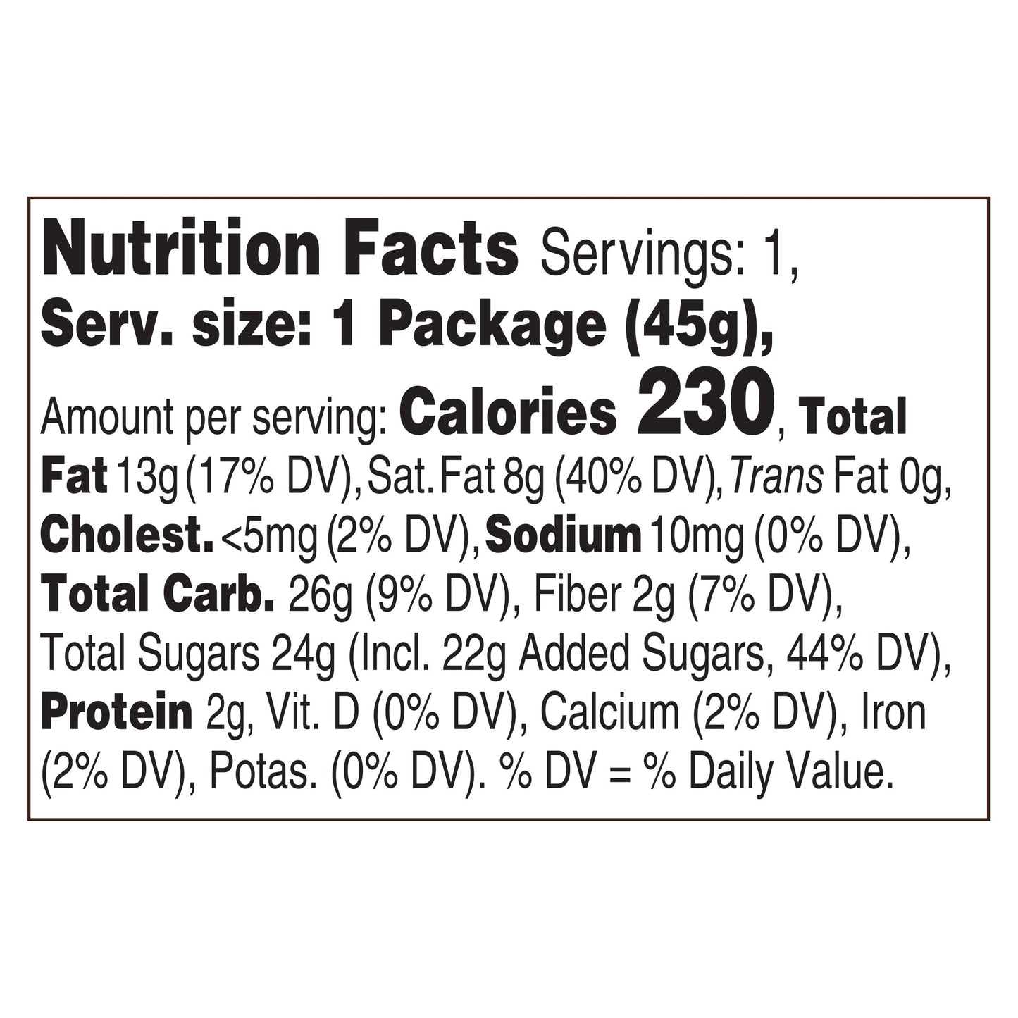 nutrition facts for double chocolate hot chocolate bomb