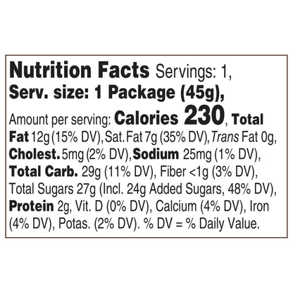 Nutrition facts for Dunkin' hot chocolate bomb