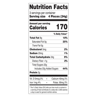 Nutrition facts for Mickey Gift Tin chocolates