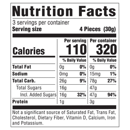 nutrition facts for Encanto Charm heart shaped gummy candies 