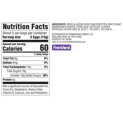 nutrition facts and ingredients for egg hunt bag