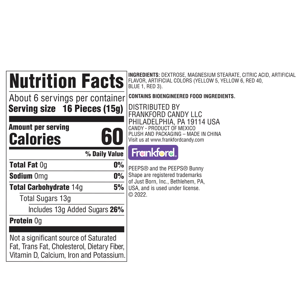 nutrition facts and ingredients