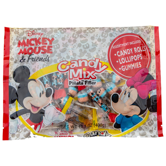 Silver and red bag with Mickey and Minnie with individually wrapped candies