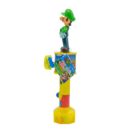 side view of Super Mario Luigi Fan with candy inside on a white background