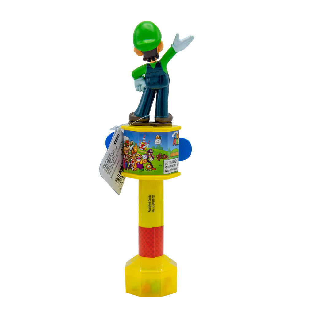 back view of Super Mario Luigi Fan with candy inside on a white background