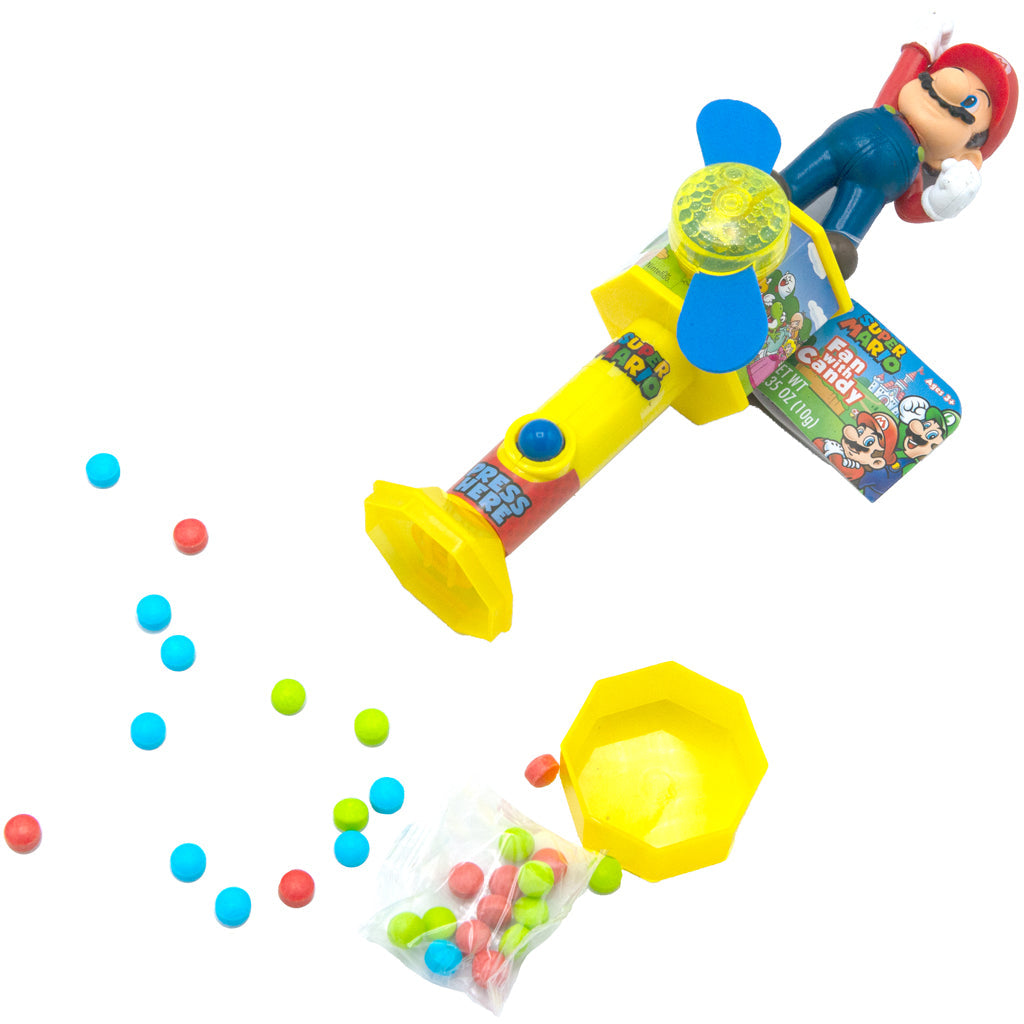 Super Mario Fan and candy on a white background