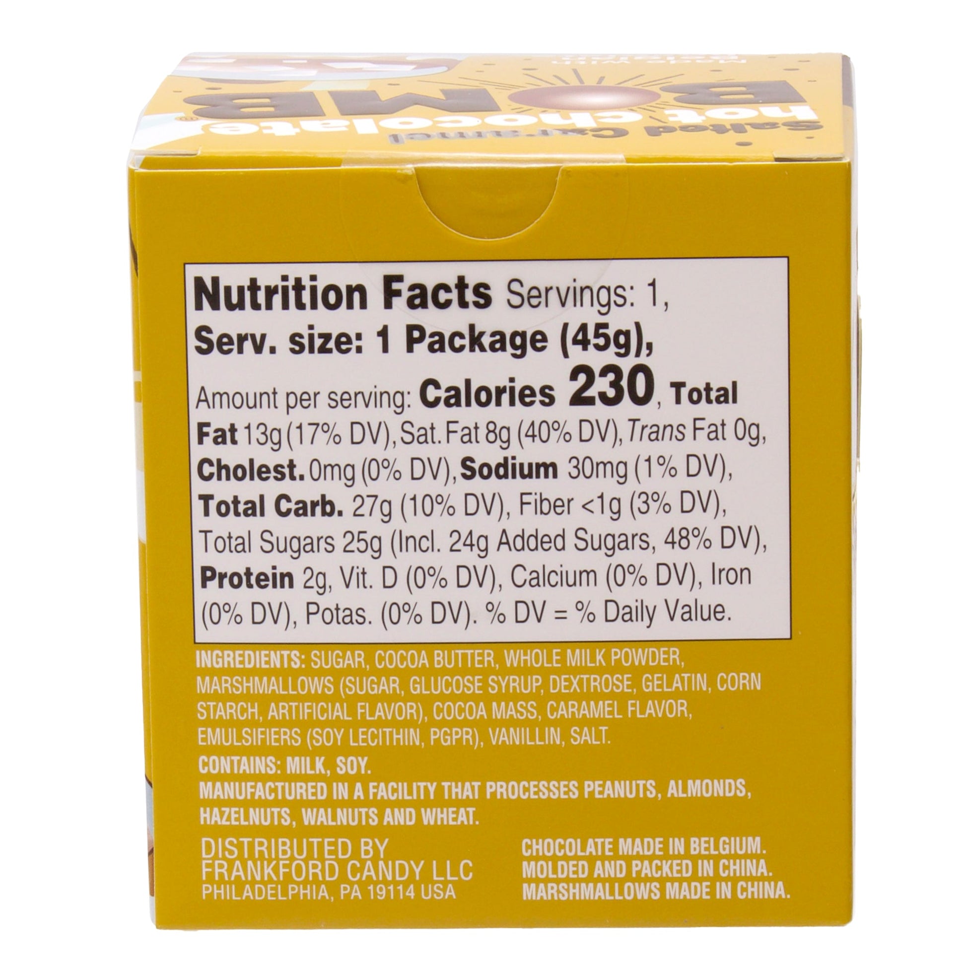 back of yellow box with nutrition facts and ingredients