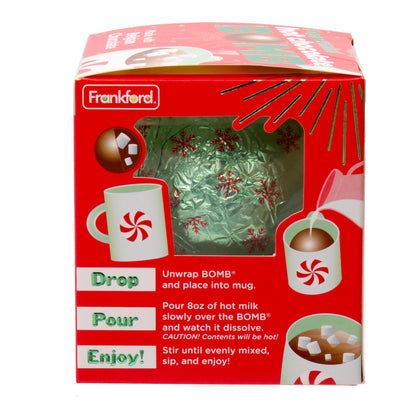 side of red box with directions for how to use hot chocolate bomb