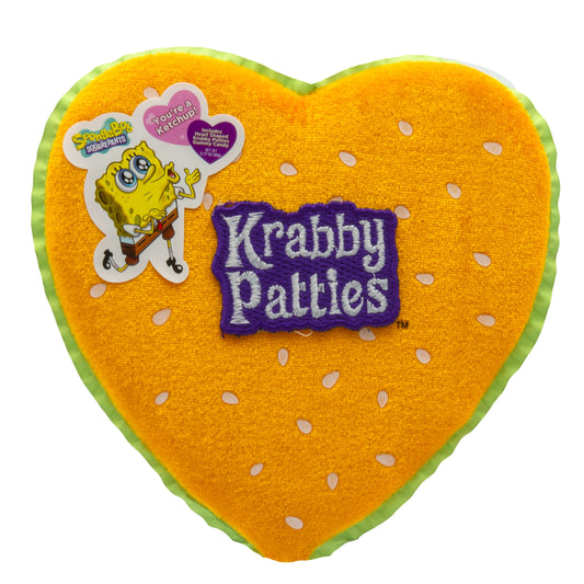 Yellow heart shaped box with sesame seeds and kissing SpongeBob SquarePants